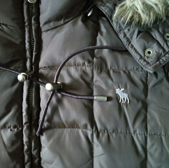 Abercrombie Puffer Bomber Brown Fur L Down Feather - Picture 5 of 8